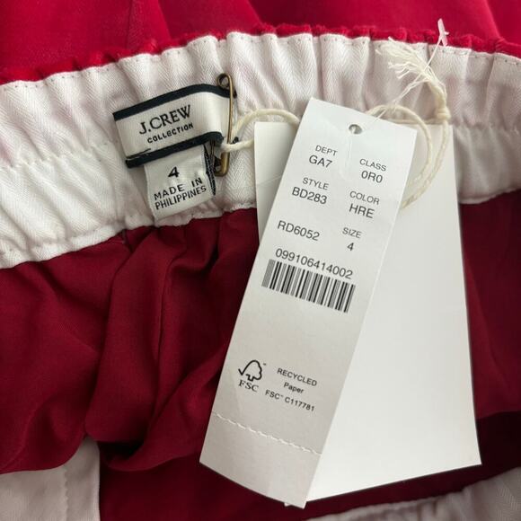 J. Crew Full-Length Straight Leg Velvet Pant Red Size 4 NWT - Picture 4 of 4